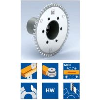 Scorer for shoulder minifinger joints Double scoring saw mounted on flanged sleeve